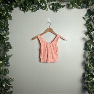 Daytrip Buckle Cropped Tank Top Floral Pleated Peach Women’s Size XS/S